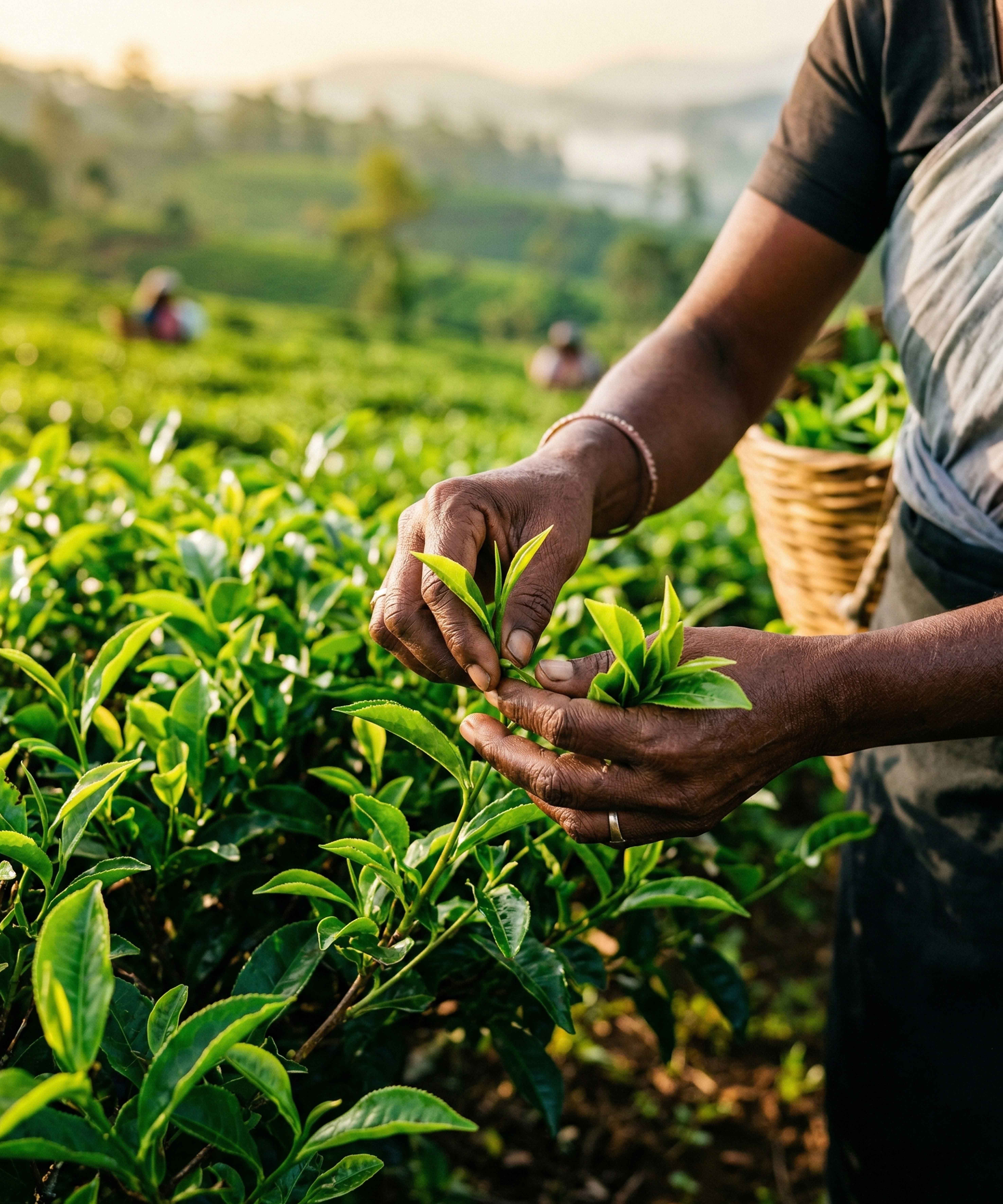 Fresh Ceylon tea leaves