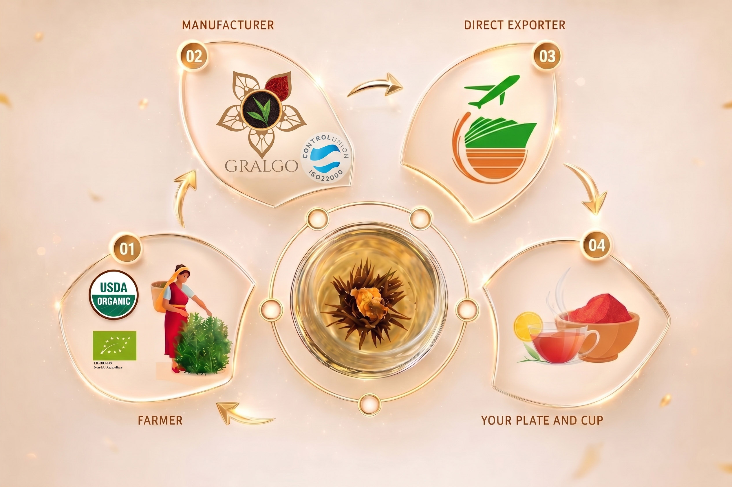 Gralgo supply chain, from farmer to manufacturer to direct exporter to your plate and cup